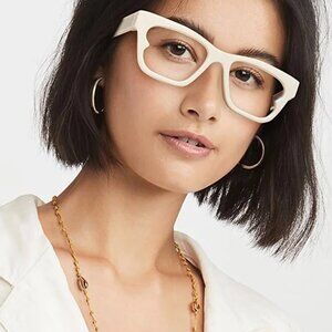 NWT THE BOOK CLUB EYEWEAR White Rectangle Blue Light Glasses